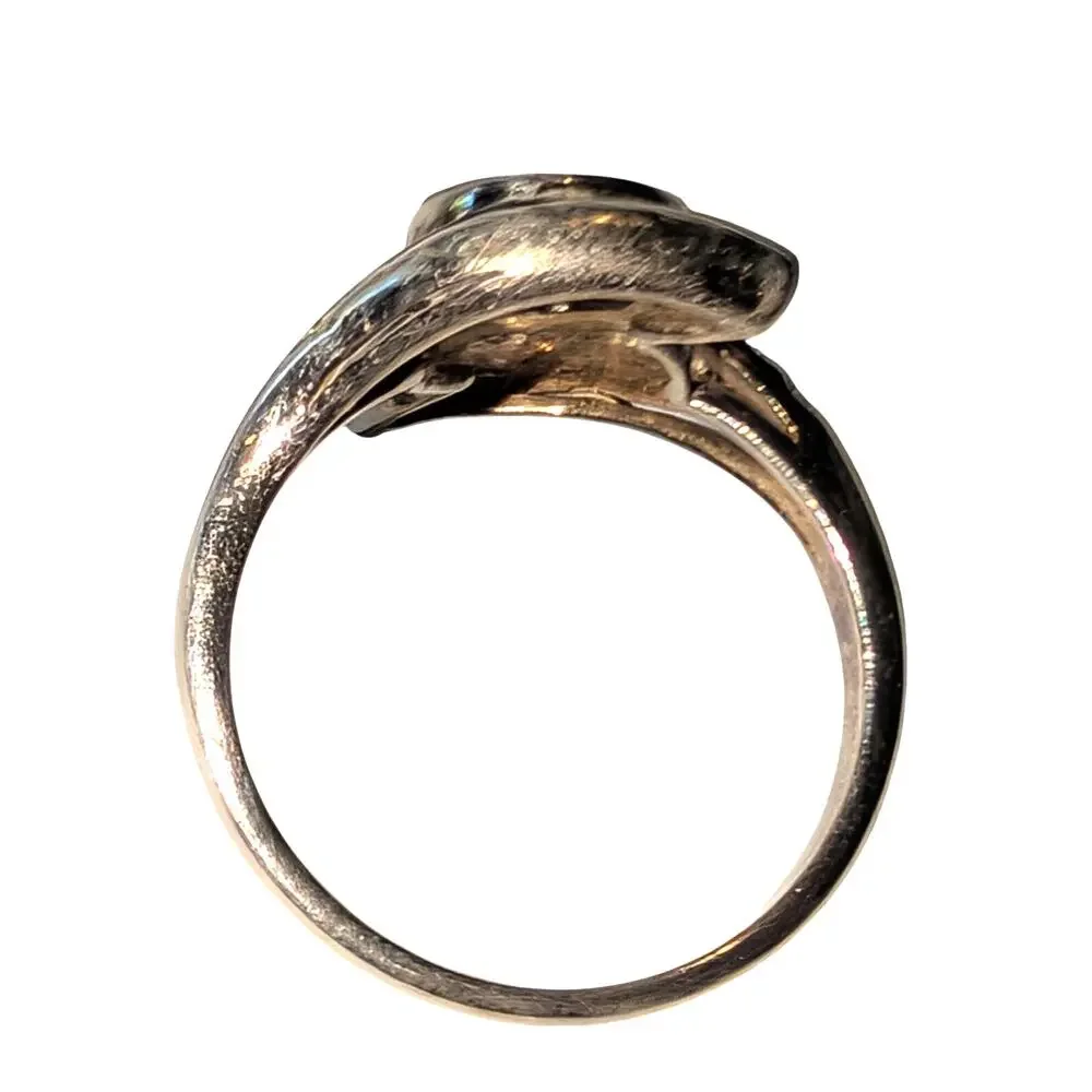 Sterling Silver Mother of Pearl Leaf Pattern Ring Size 9 Thailand